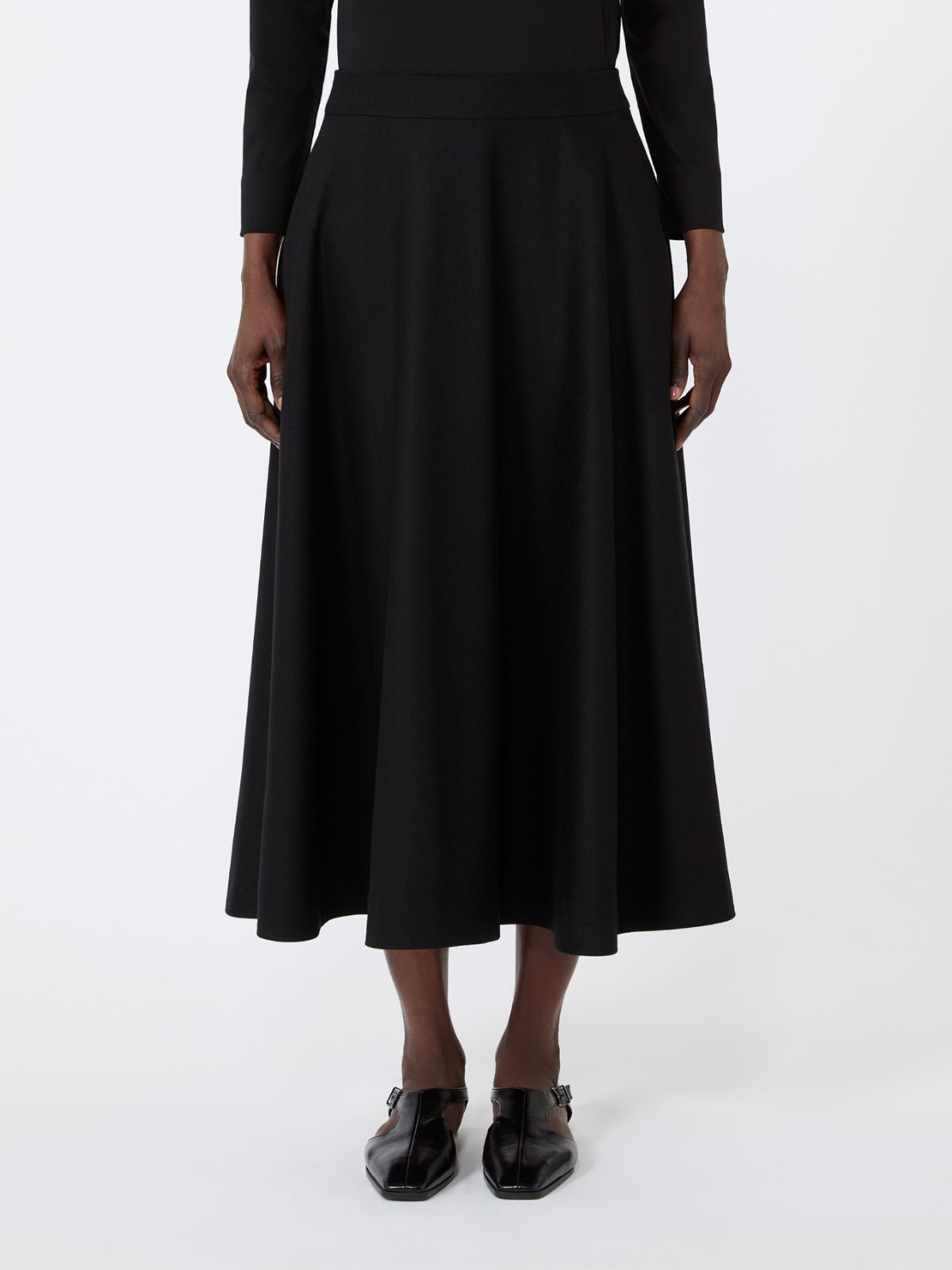 Long wool flannel skirt - BLACK - Max Mara - 2