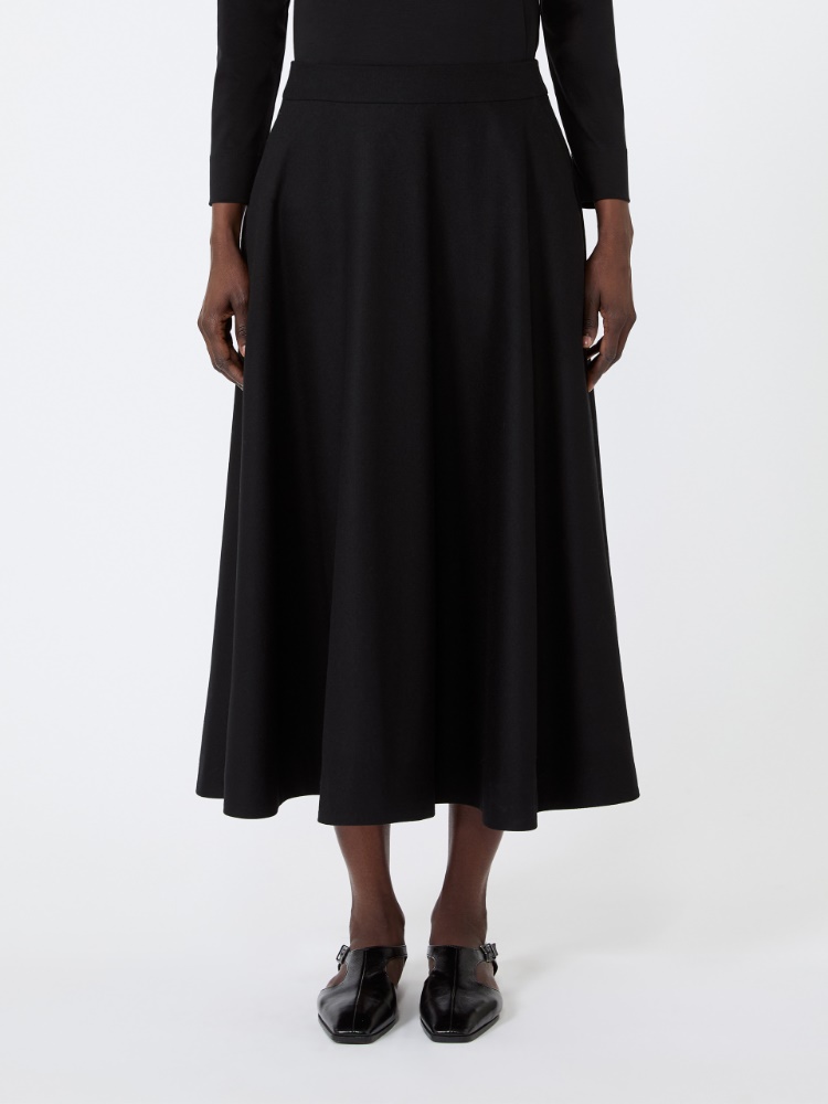 Long wool flannel skirt - BLACK - Max Mara - 2