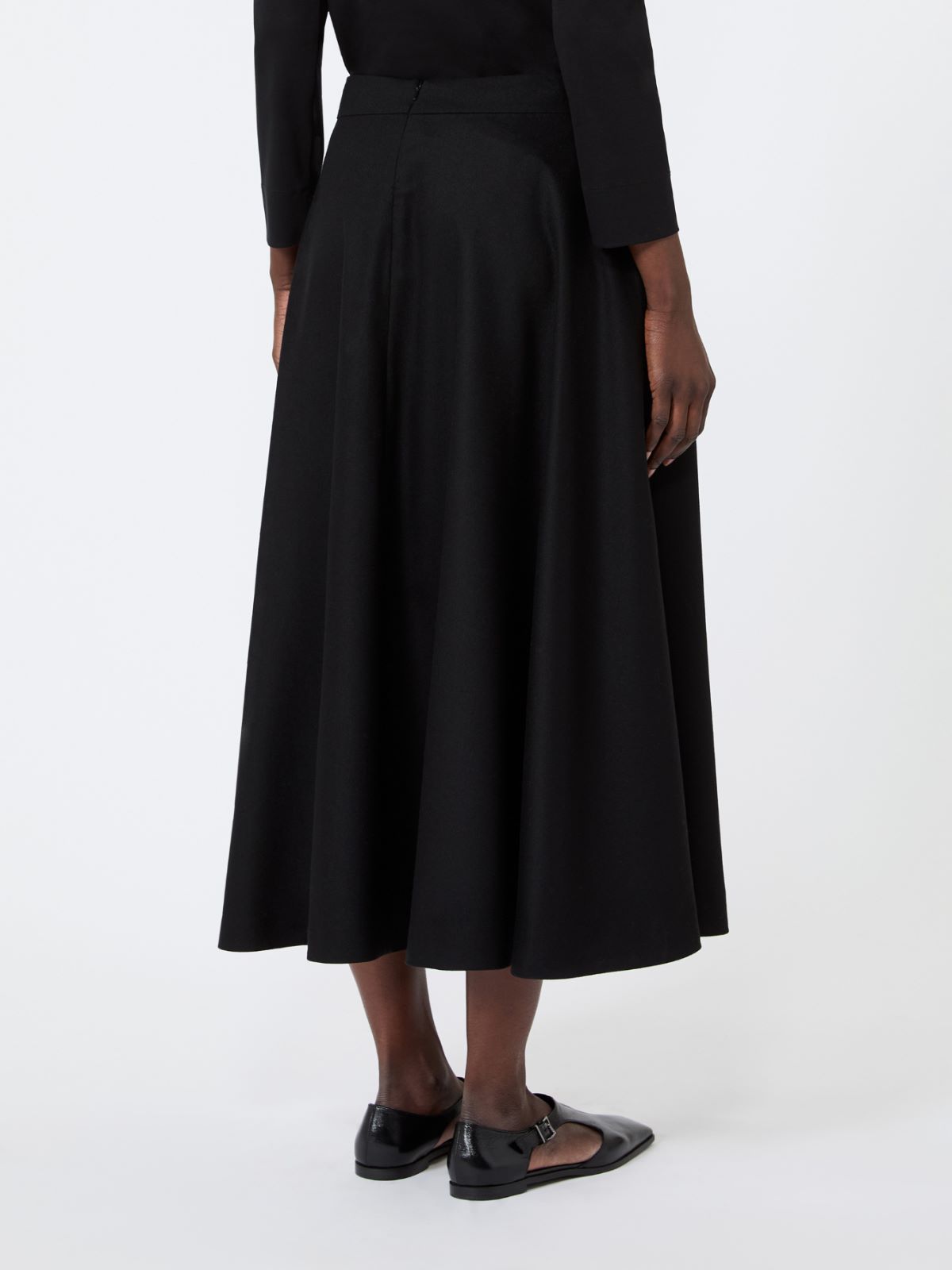 Long wool flannel skirt - BLACK - Max Mara - 3
