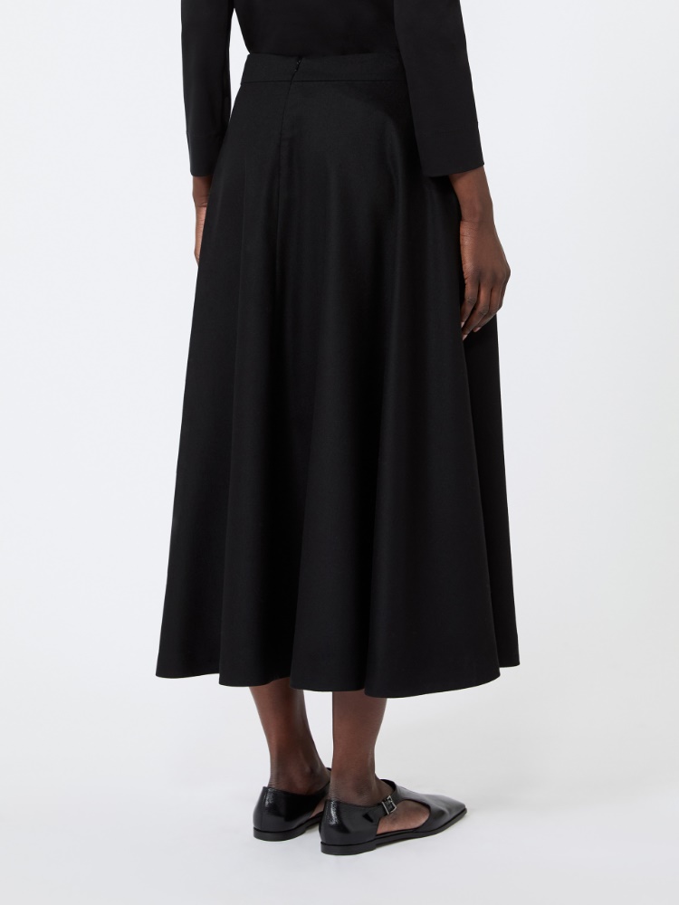 Long wool flannel skirt - BLACK - Max Mara - 3