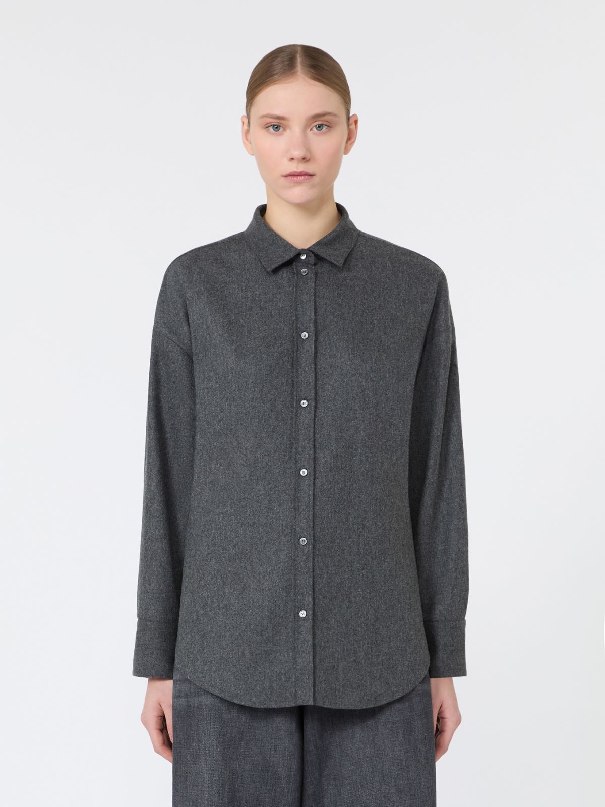 Wool flannel shirt - DARK GREY - Max Mara - 2