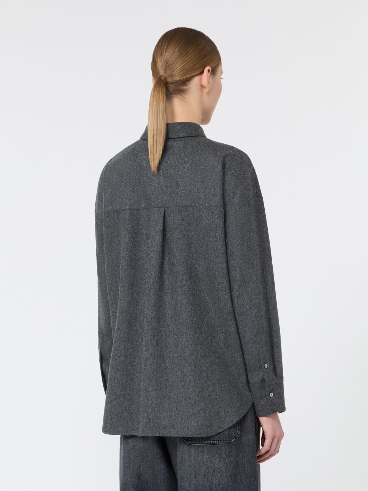 Wool flannel shirt - DARK GREY - Max Mara - 3