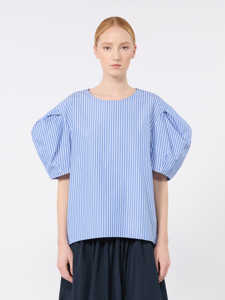 Cotton poplin blouse - LIGHT BLUE - 2