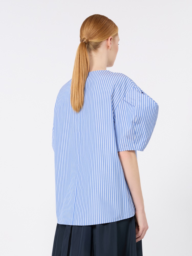 Cotton poplin blouse - LIGHT BLUE - 3