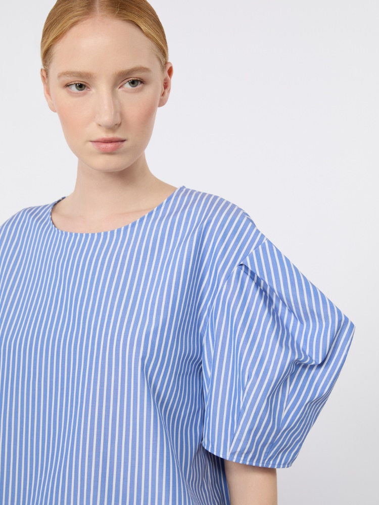 Cotton poplin blouse - LIGHT BLUE - 4