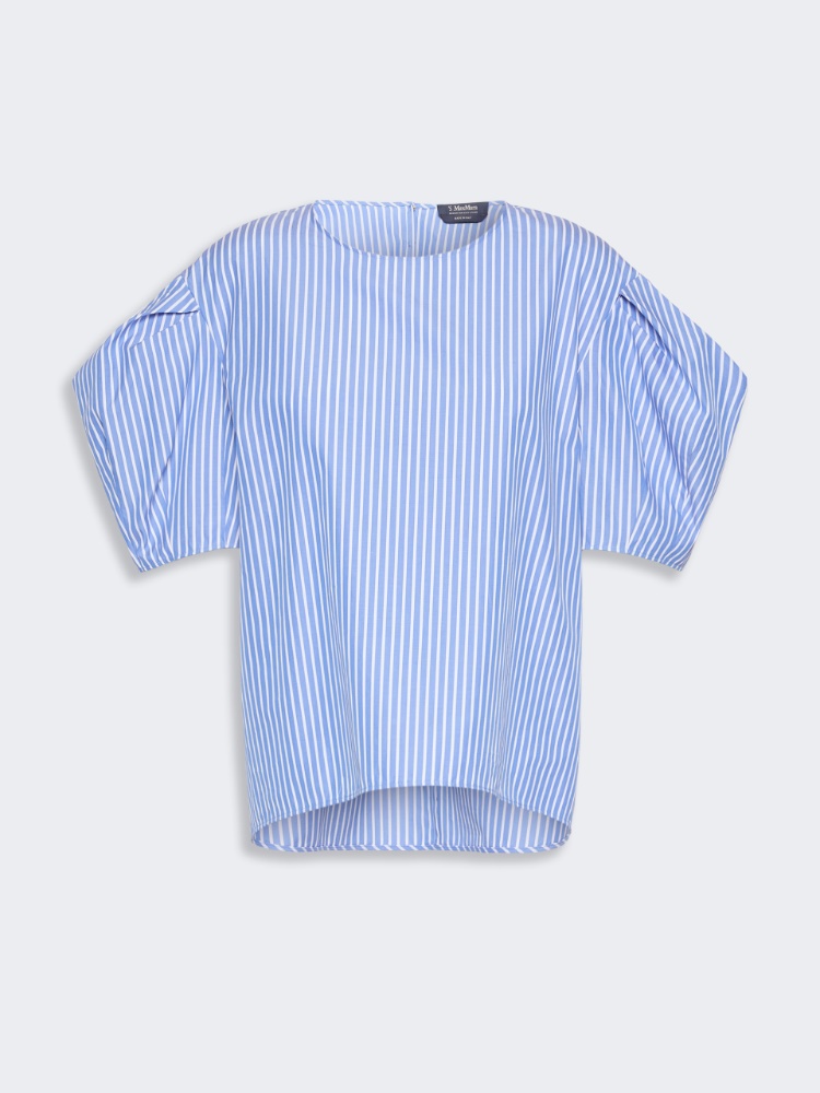 Cotton poplin blouse - LIGHT BLUE - 5