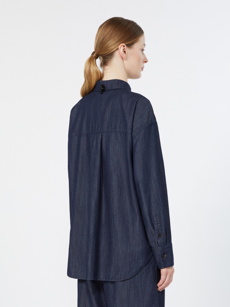 Cotton denim shirt - MIDNIGHTBLUE - 3