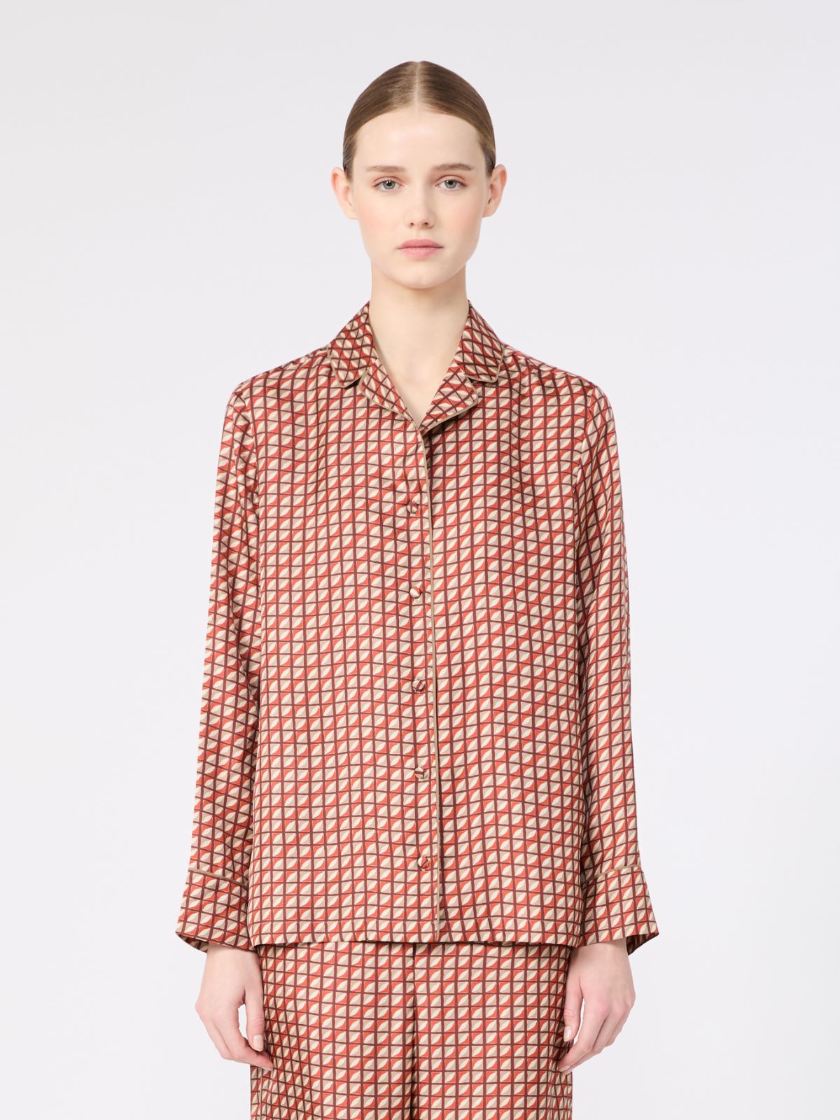 Printed silk pyjama shirt - ORANGE - Max Mara - 2