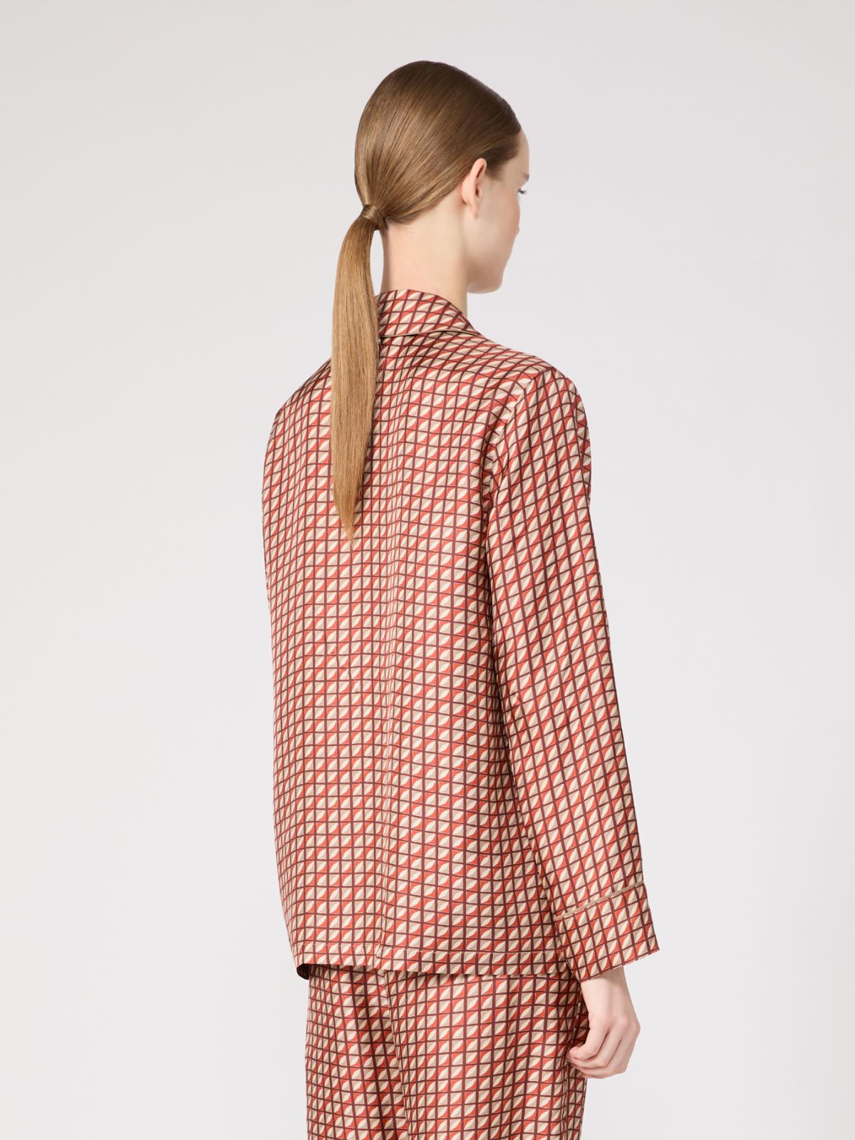 Printed silk pyjama shirt - ORANGE - Max Mara - 3
