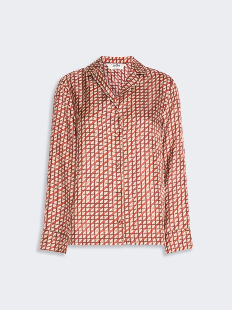 Printed silk pyjama shirt - ORANGE