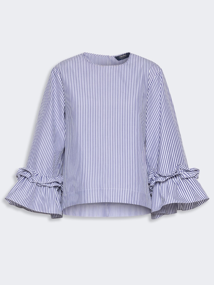 Poplin blouse with ruffles and flounces - LIGHT BLUE - 5