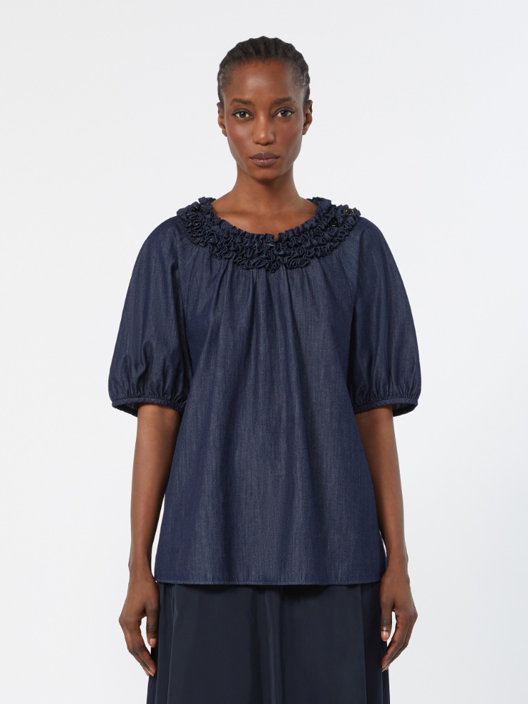 Cotton denim blouse - MIDNIGHTBLUE - 2