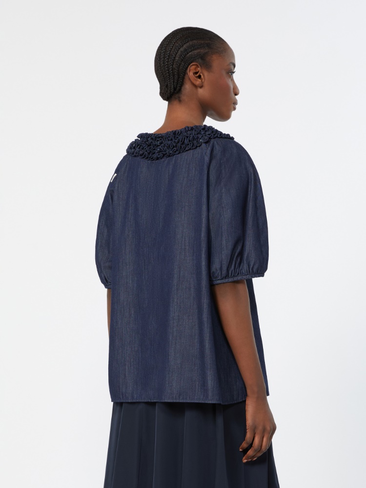Cotton denim blouse - MIDNIGHTBLUE - 3