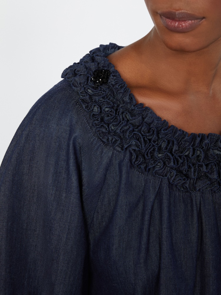 Cotton denim blouse - MIDNIGHTBLUE - 5