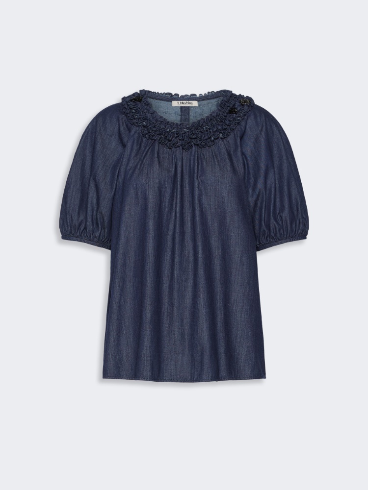 Cotton denim blouse - MIDNIGHTBLUE - 6