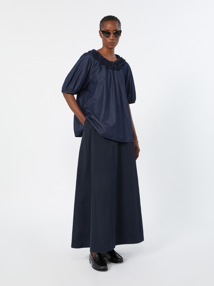 Cotton denim blouse - MIDNIGHTBLUE - 1