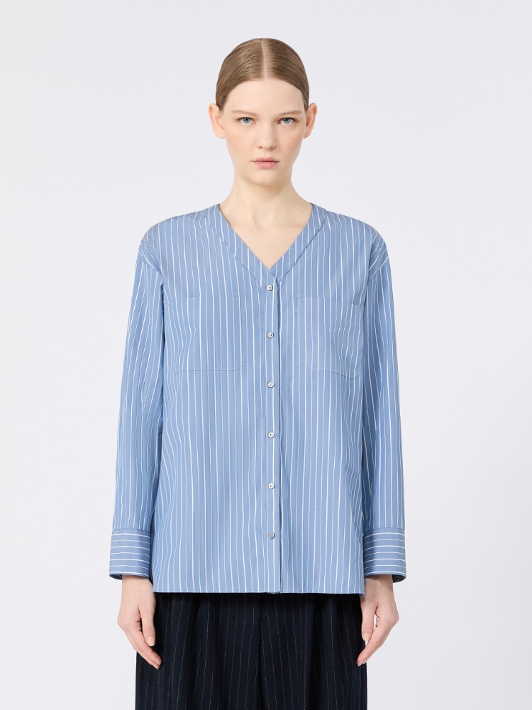 Striped cotton poplin shirt - LIGHT BLUE - Max Mara - 2