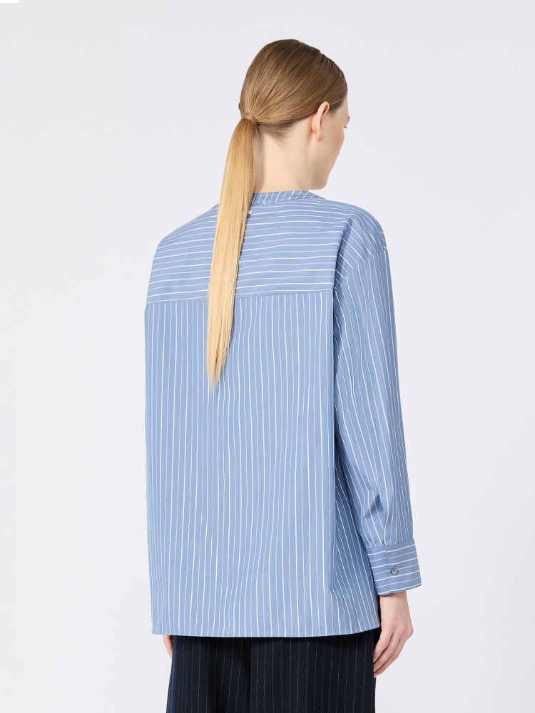 Striped cotton poplin shirt - LIGHT BLUE - Max Mara - 3