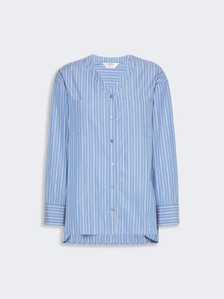 Striped cotton poplin shirt - LIGHT BLUE