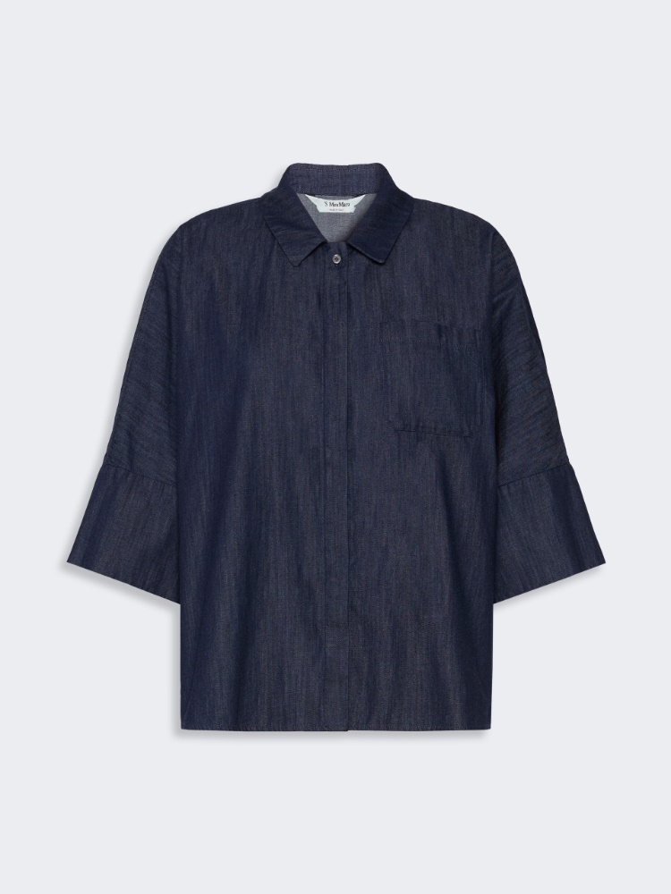 Wide cotton denim shirt - MIDNIGHTBLUE