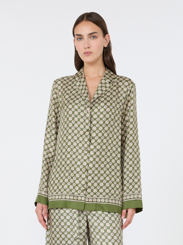 Printed silk shirt - KAKI - 2