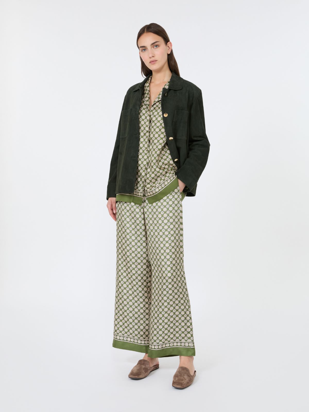 Printed silk shirt - KAKI