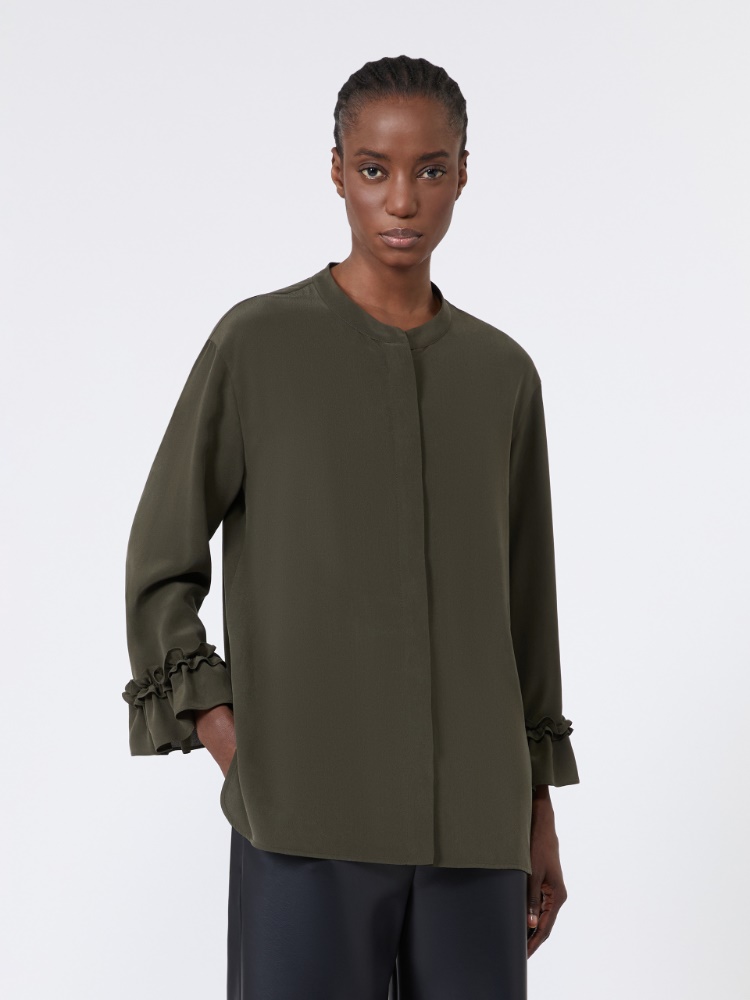 Silk crêpe de Chine shirt - KAKI - 2