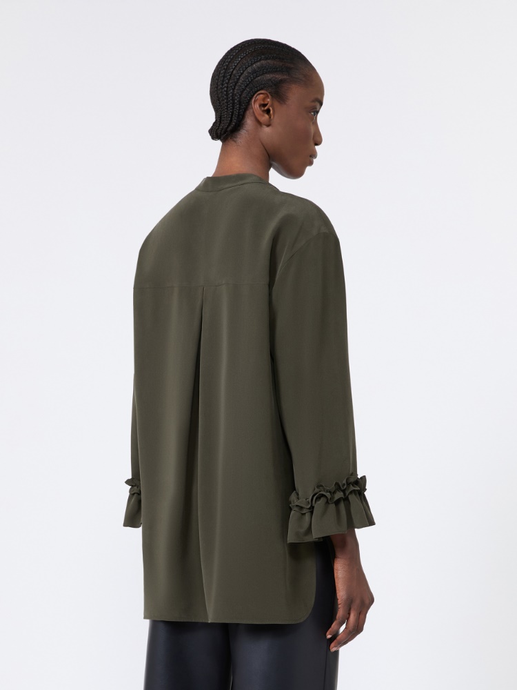 Silk crêpe de Chine shirt - KAKI - 3