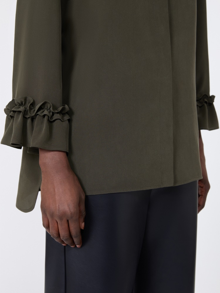 Silk crêpe de Chine shirt - KAKI - 4