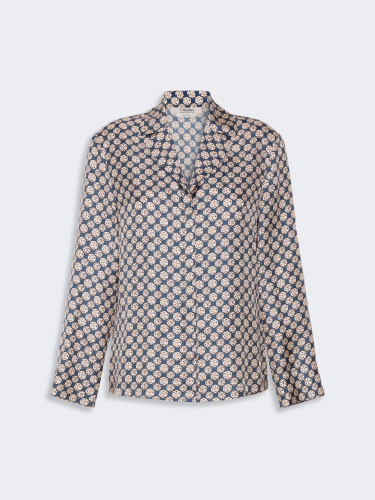 Printed silk pyjama-style shirt - NAVY