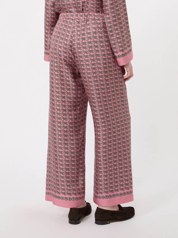 Hose aus bedrucktem Seidentwill mit Kordelzug - ROSA - 3