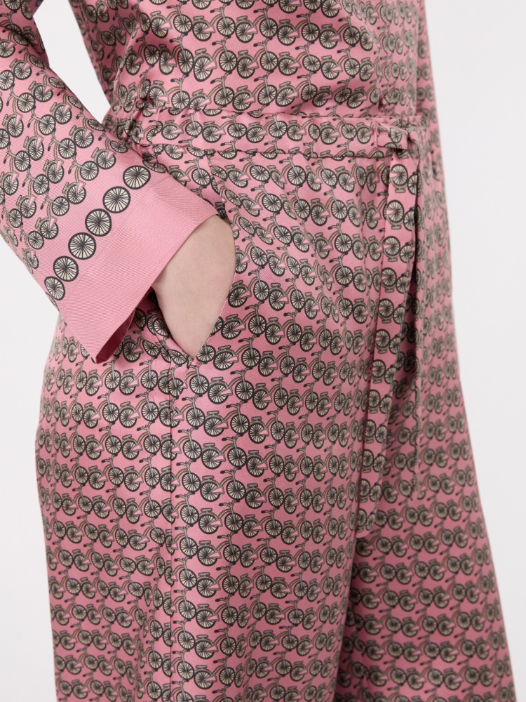 Hose aus bedrucktem Seidentwill mit Kordelzug - ROSA - 4