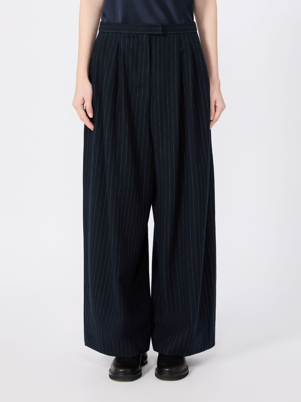 Chalk-stripe wool trousers - MIDNIGHTBLUE - Max Mara - 2