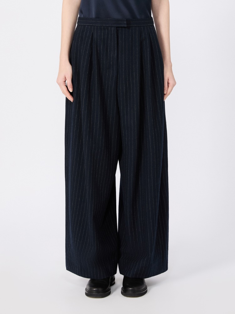 Chalk-stripe wool trousers - MIDNIGHTBLUE - Max Mara - 2