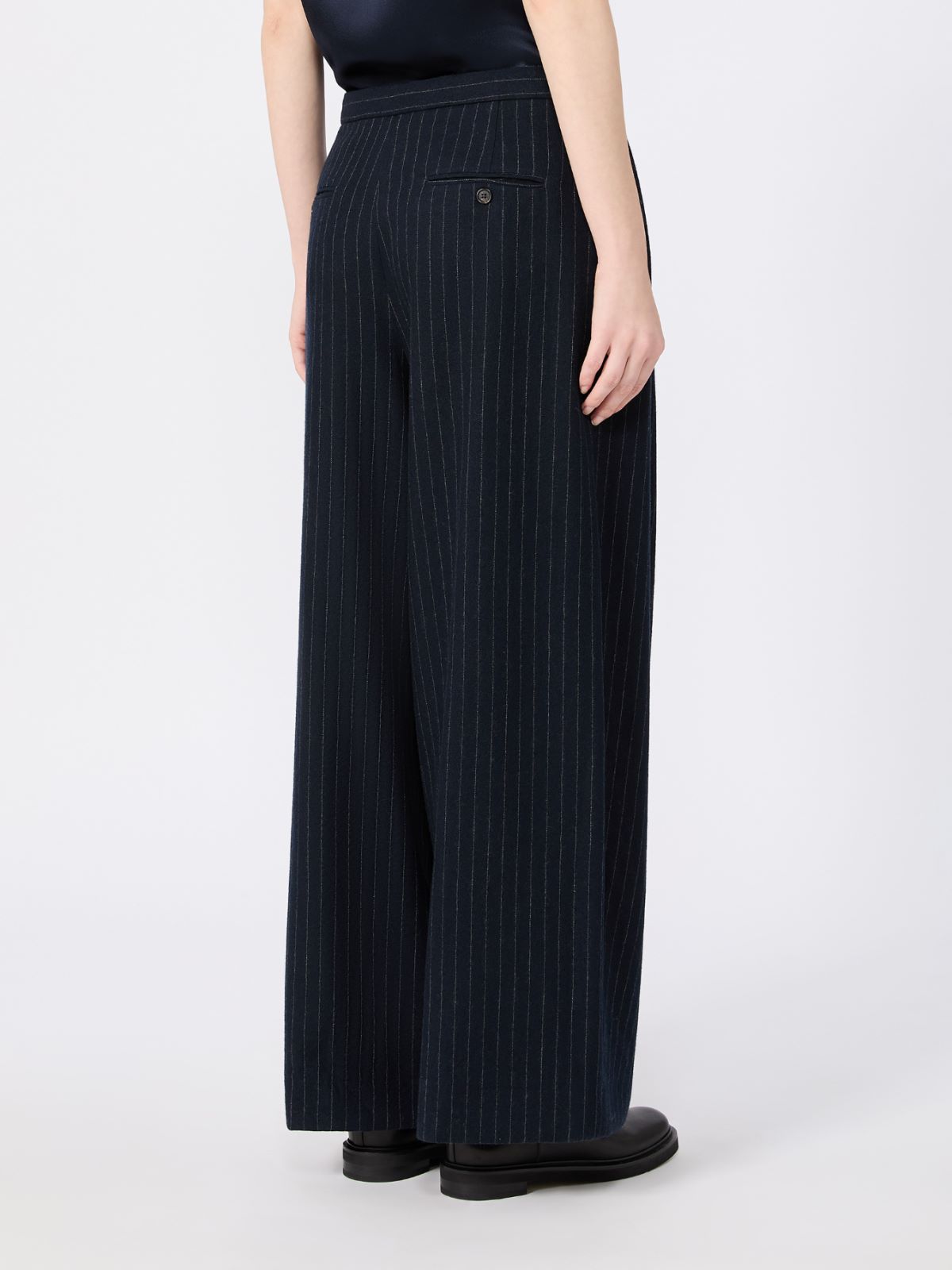 Chalk-stripe wool trousers - MIDNIGHTBLUE - Max Mara - 3