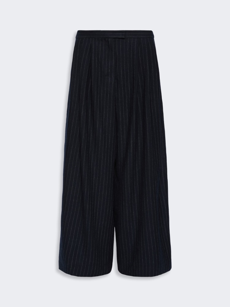 Chalk-stripe wool trousers - MIDNIGHTBLUE - Max Mara - 4