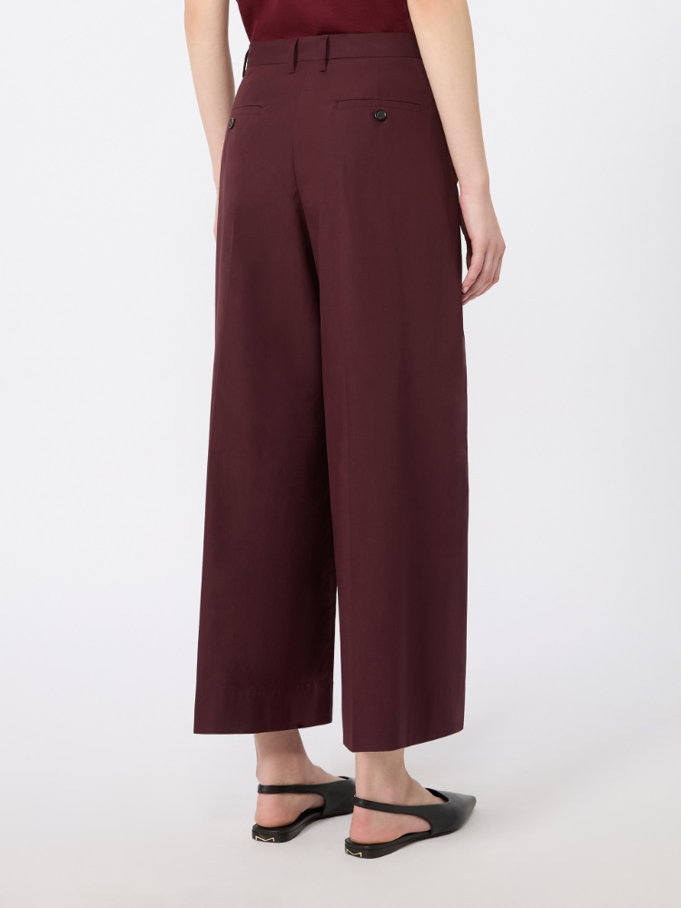 Cotton poplin trousers - DARK RED - 3