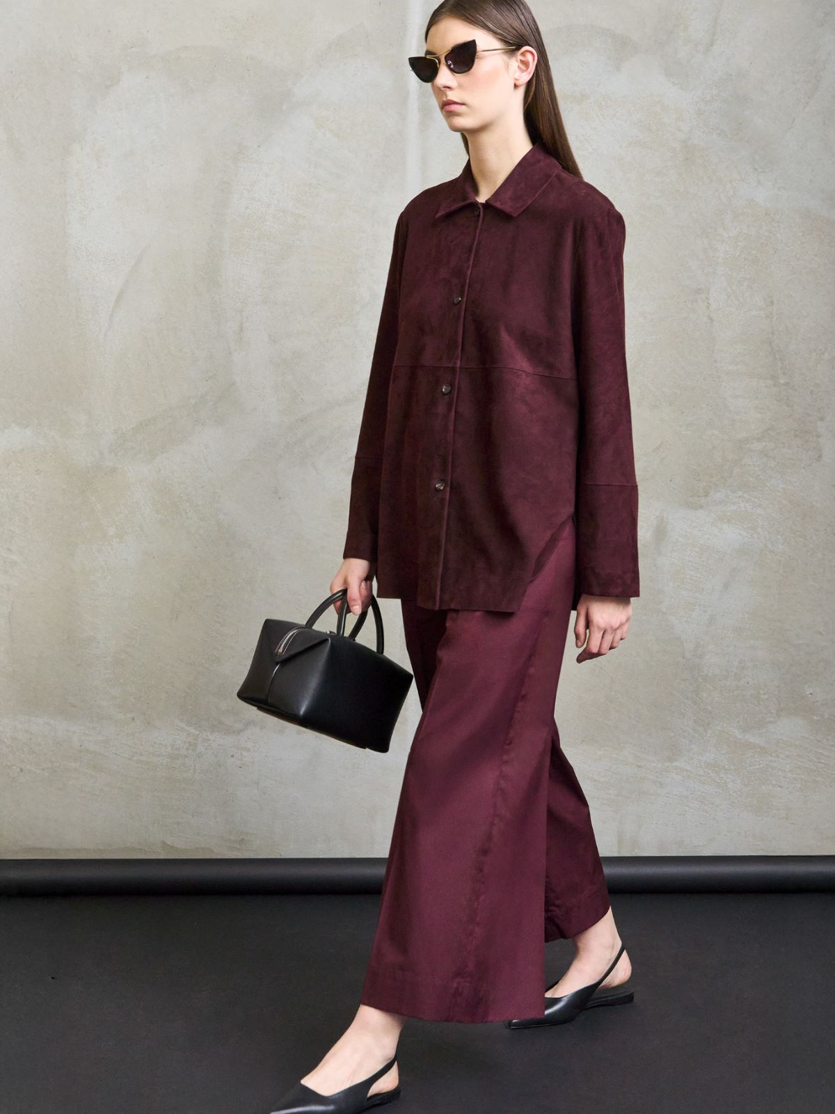 Cotton poplin trousers + DARK RED - Max Mara