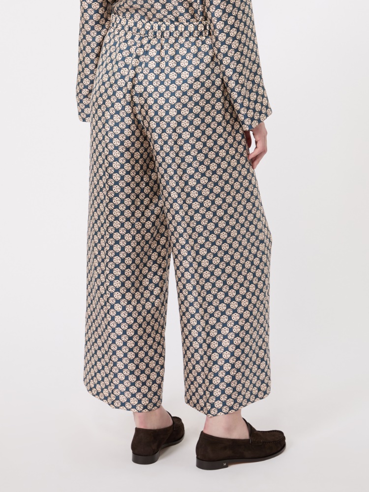 Hose aus bedrucktem Seidentwill - BLAU - 3