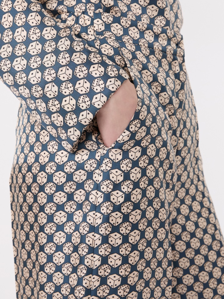 Hose aus bedrucktem Seidentwill - BLAU - 4