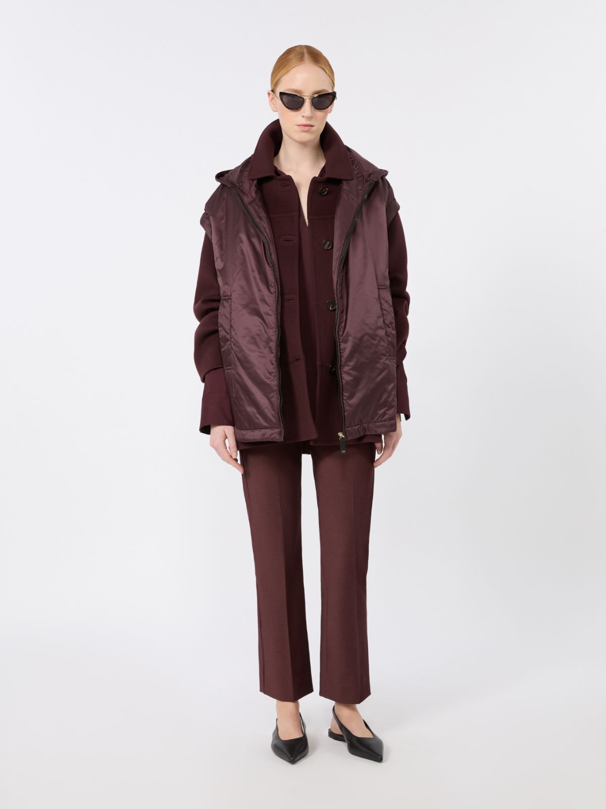 Stretch cotton-blend trousers - BORDEAUX