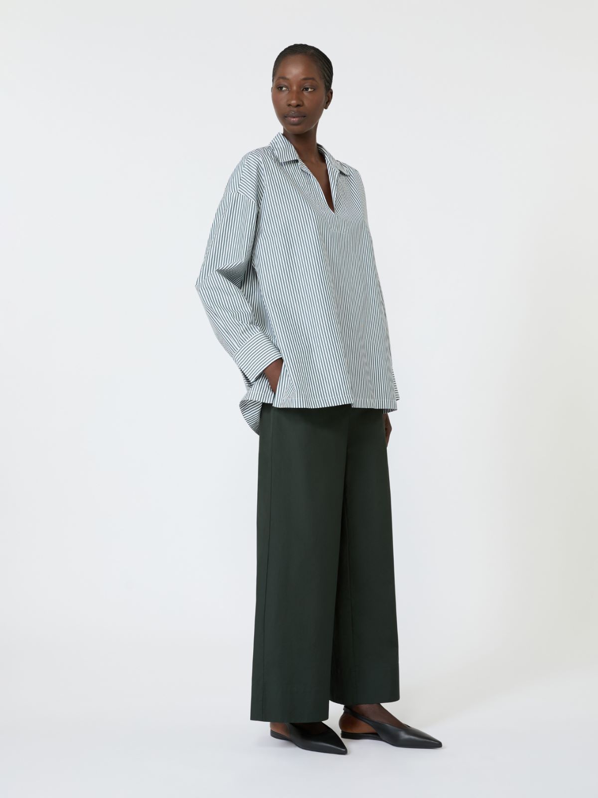 Cotton poplin jogging trousers - GREEN