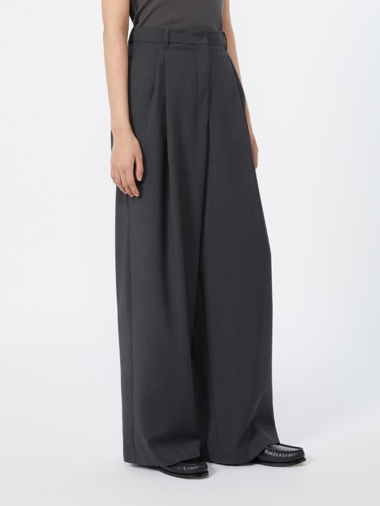 Woollen cloth palazzo trousers - DARK GREY - 2