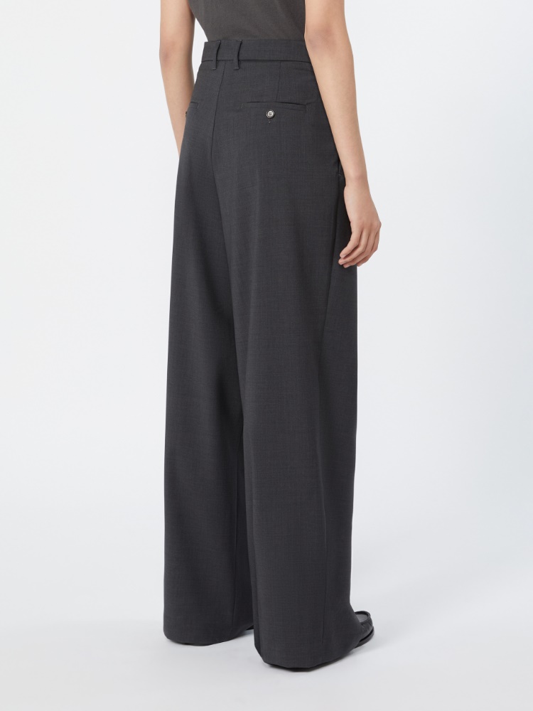 Woollen cloth palazzo trousers - DARK GREY - 3