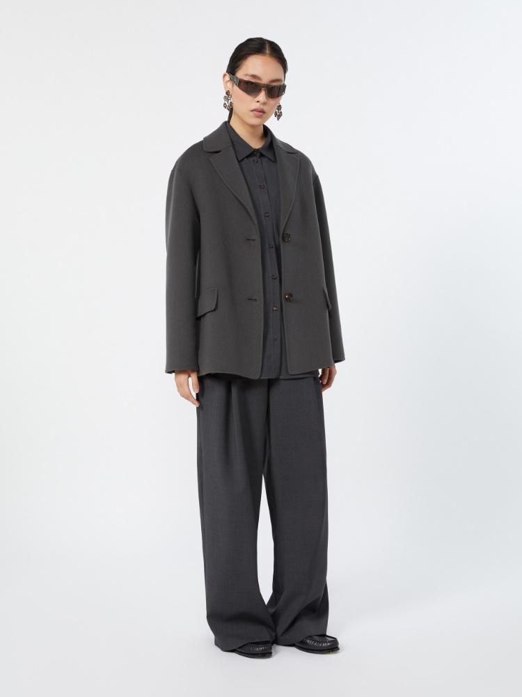 Woollen cloth palazzo trousers - DARK GREY - 1