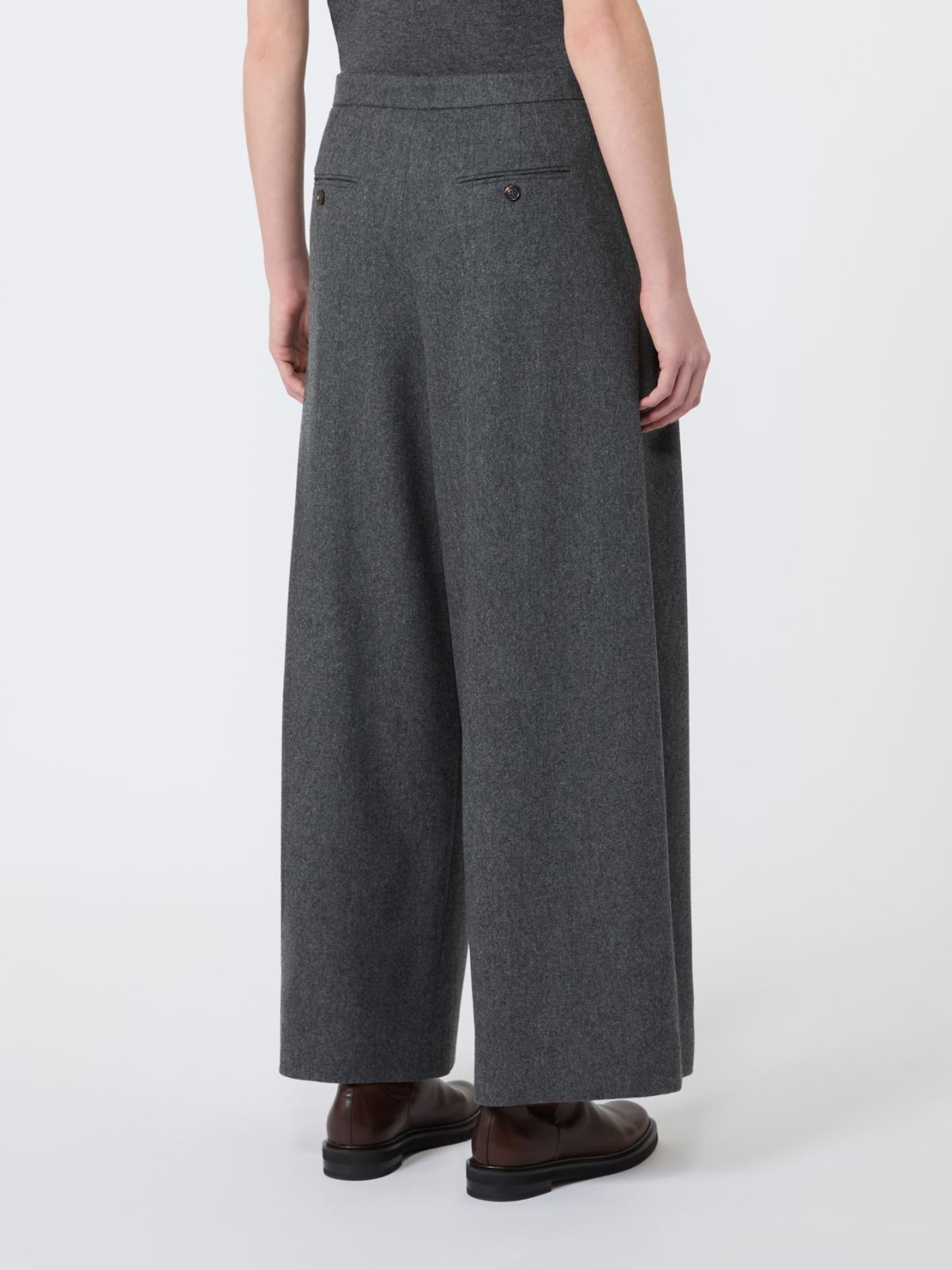 Flared wool flannel trousers - DARK GREY - Max Mara - 3