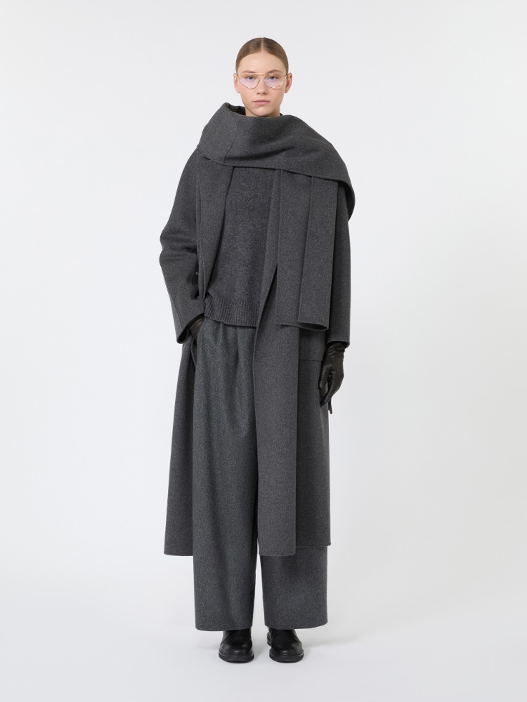 Flared wool flannel trousers - DARK GREY