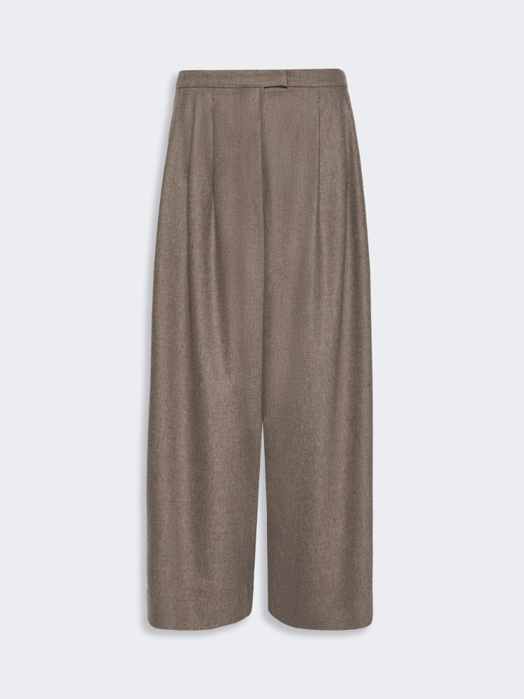 Flared wool flannel trousers - TURTLEDOVE
