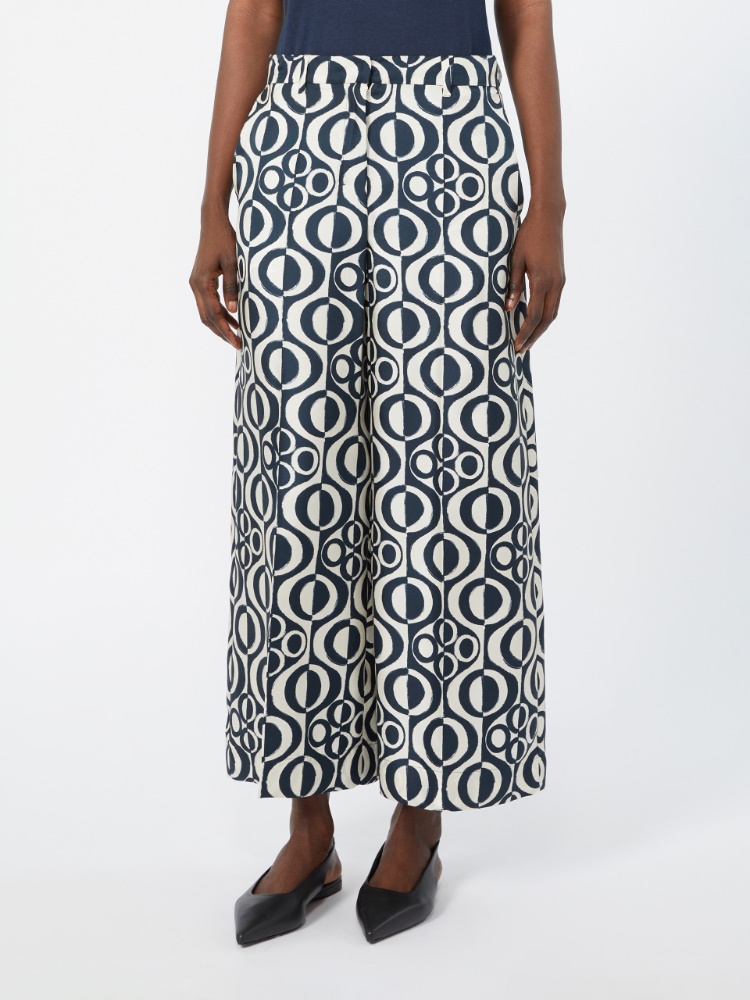 Printed silk twill trousers - ULTRAMARINE - 2