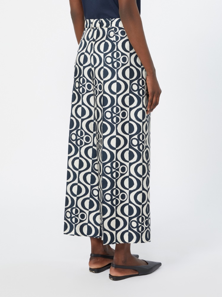 Printed silk twill trousers - ULTRAMARINE - 3